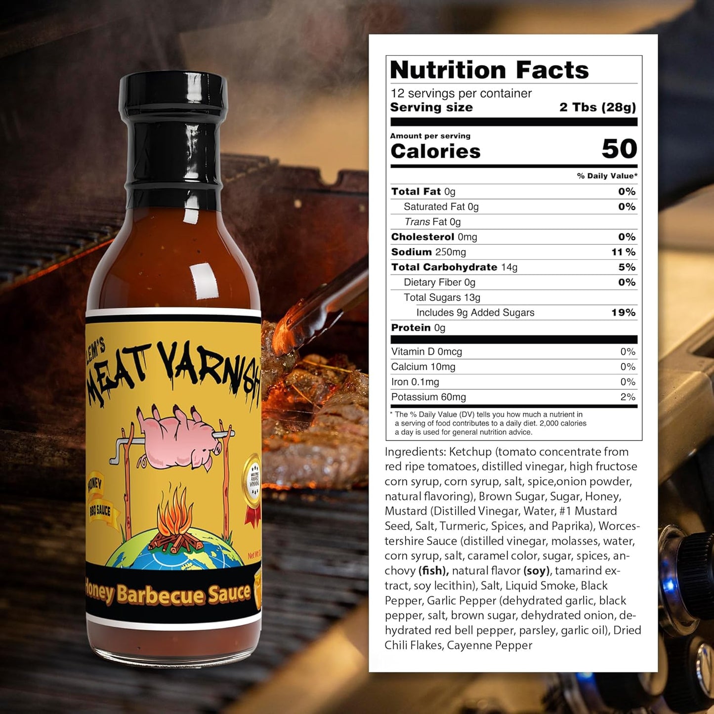 Lem's Meat Varnish HONEY BBQ Sauce - 12 oz bottle