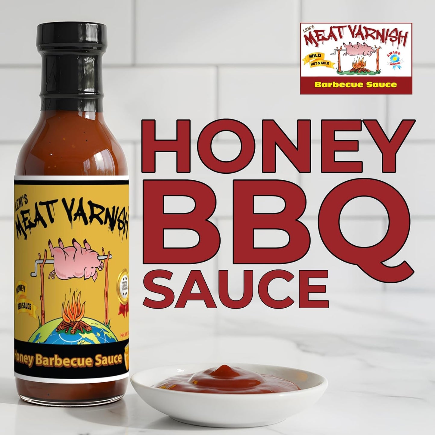 Lem's Meat Varnish HONEY BBQ Sauce - 12 oz bottle