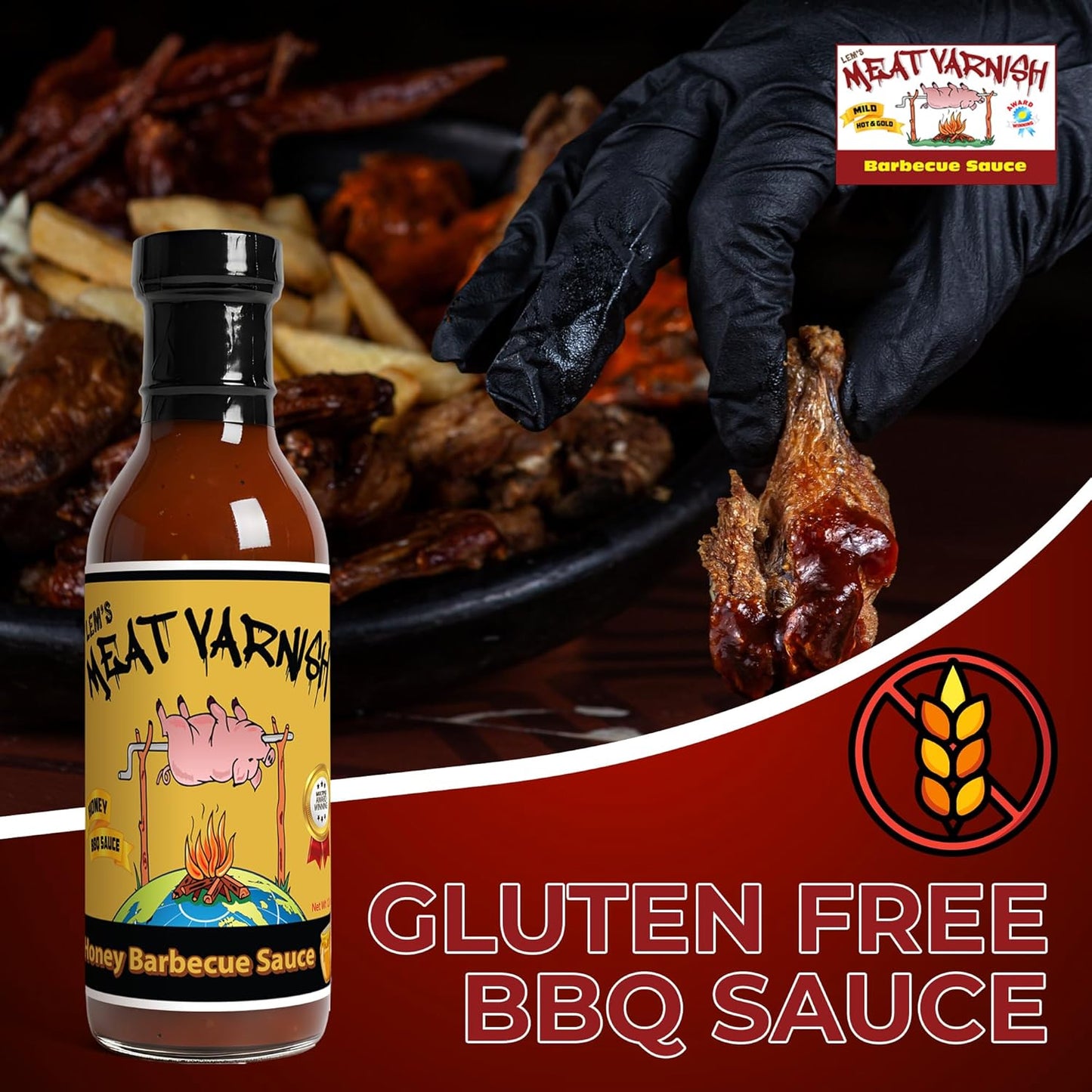 Lem's Meat Varnish HONEY BBQ Sauce - 12 oz bottle