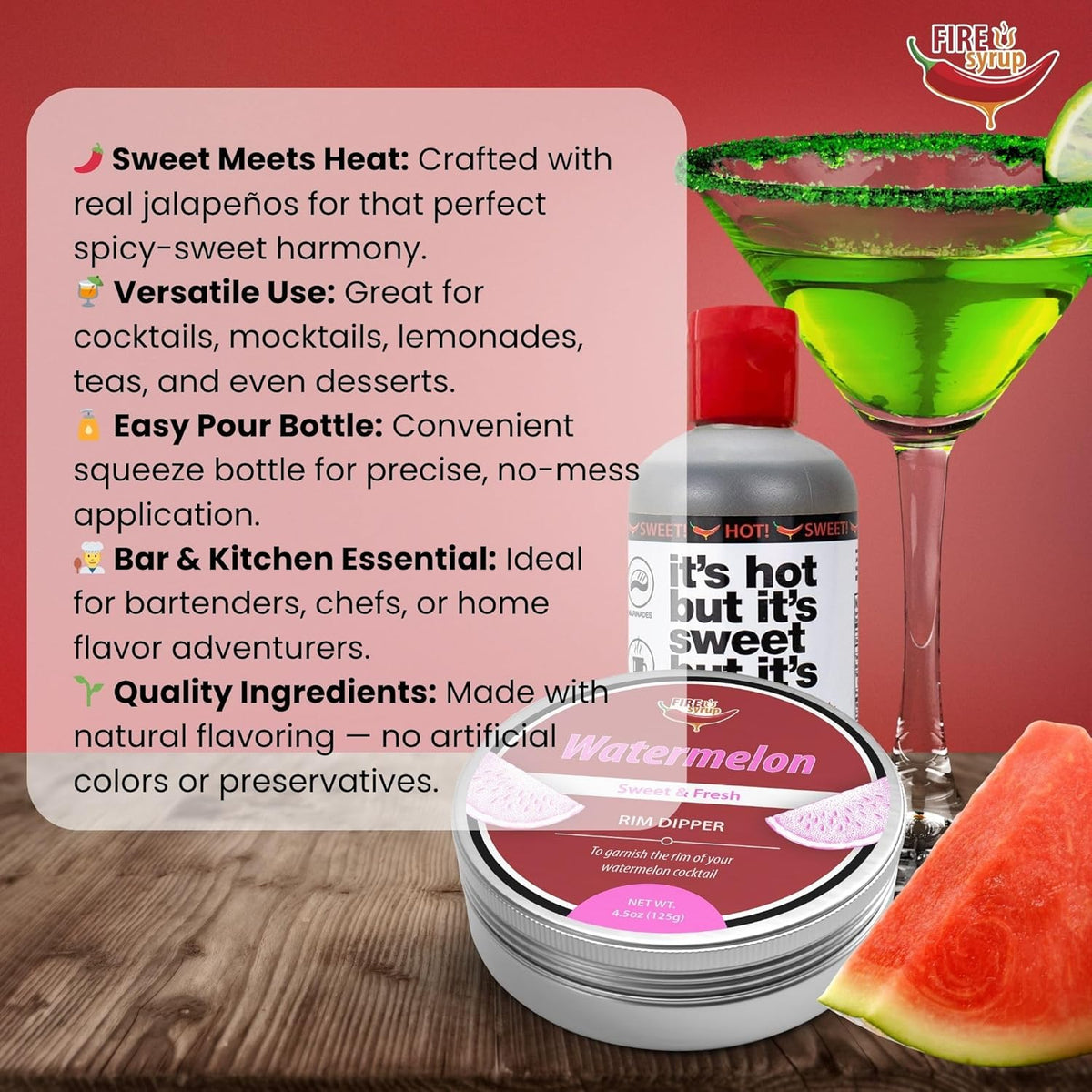 Fire Syrup Fire Syrup & Watermelon Margarita Rim Dipper – Patter Fam Foods
