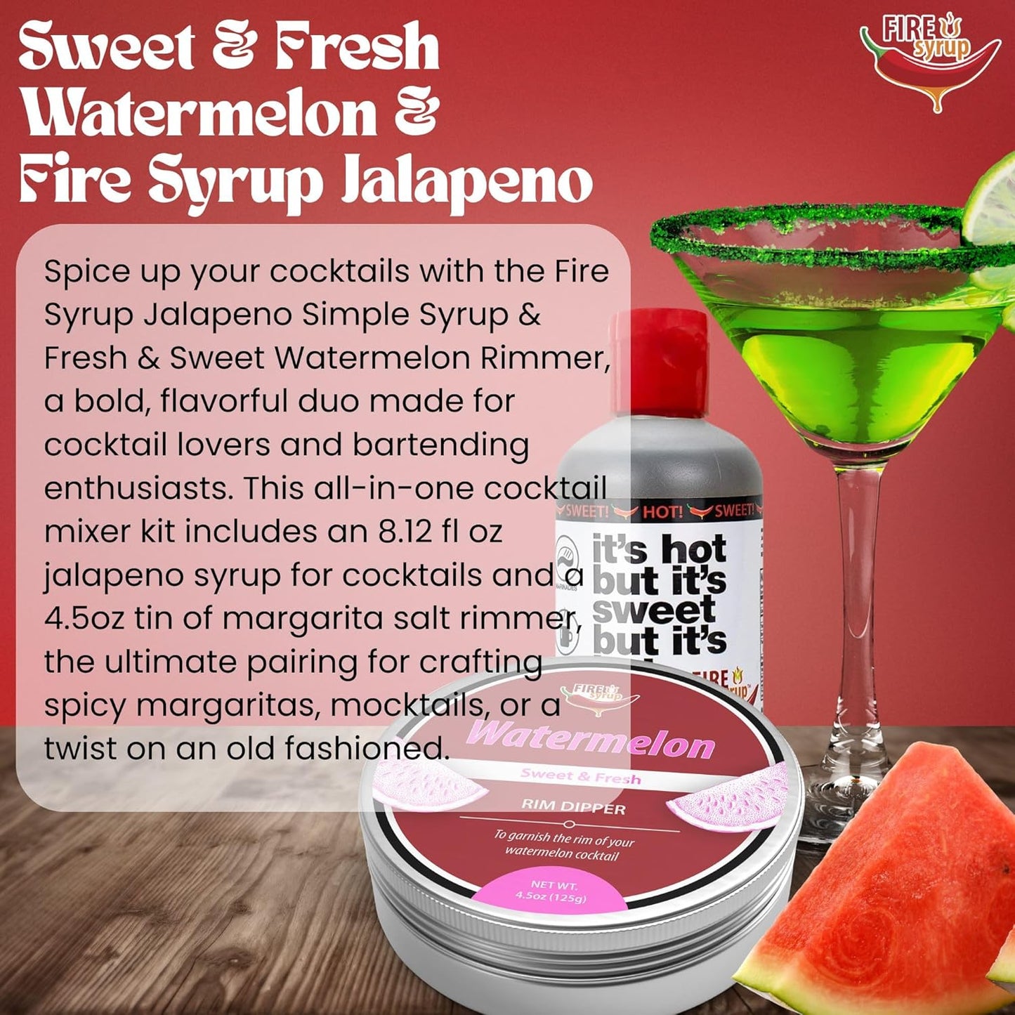 Fire Syrup & Watermelon Margarita Rim Dipper