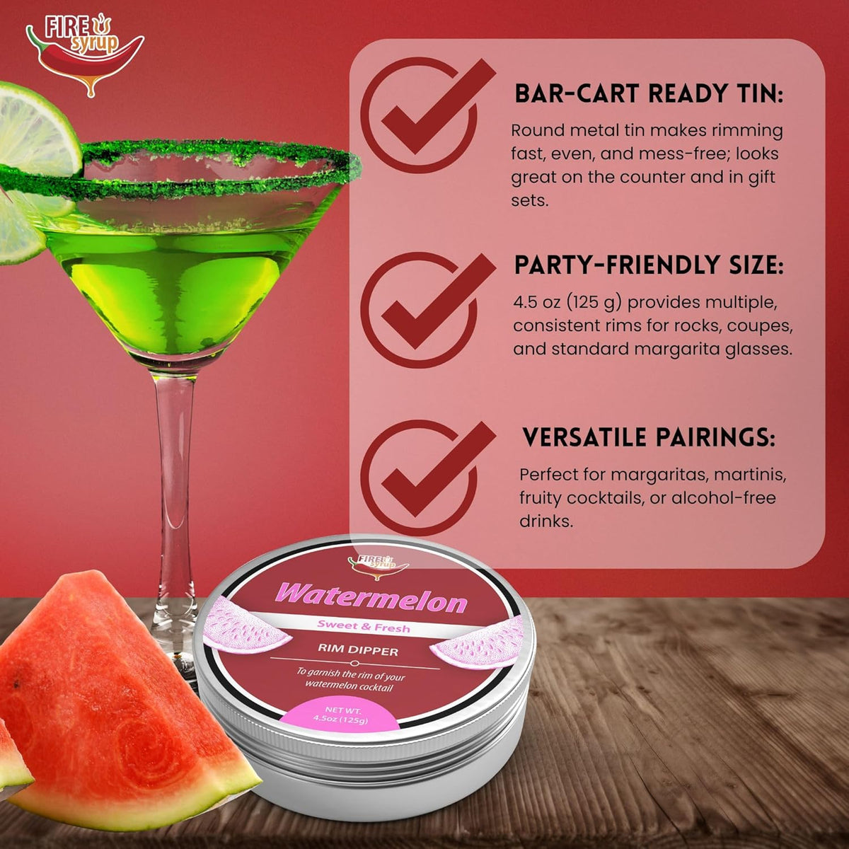 Fire Syrup Fire Syrup & Watermelon Margarita Rim Dipper – Patter Fam Foods