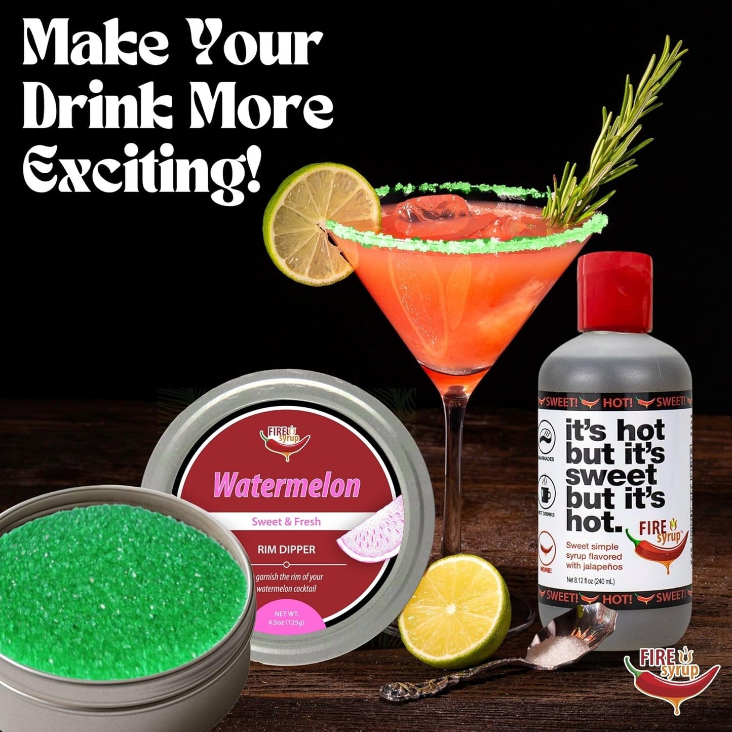 Fire Syrup & Watermelon Margarita Rim Dipper